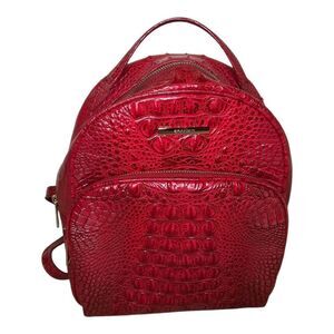 BRAHMIN "Chelcy" Vintage Red Melbourne Iridescent Croc-Embossed Medium Backpack